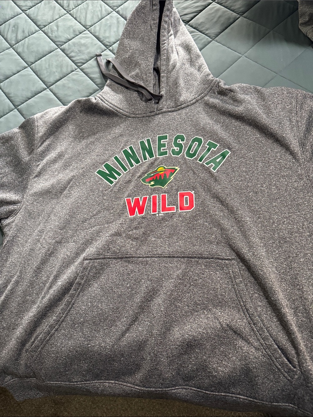 Champion Gray Minnesota Wild Crewneck Hoodie with Green and Red Logo